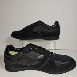 Hugo Boss Maze Men's Black Suede Sneakers – Size 13 – Designer Casual Shoes